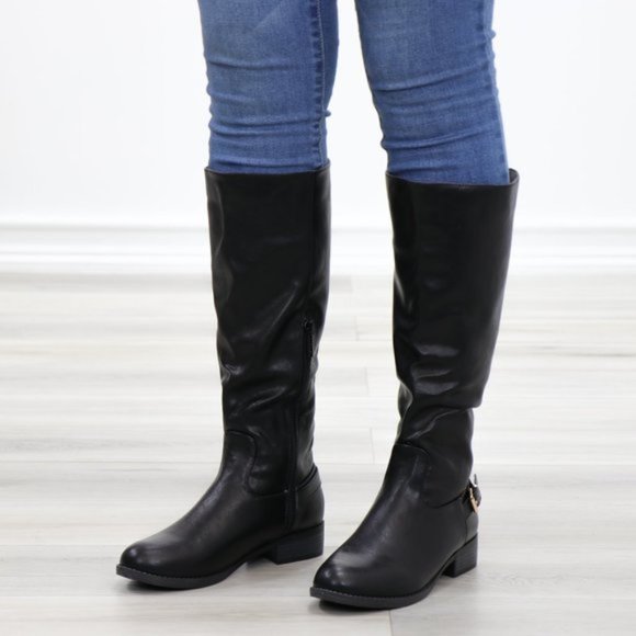 Rider Chick Mid Calf Boots Gold Buckle & Zipper - Picture 12 of 12